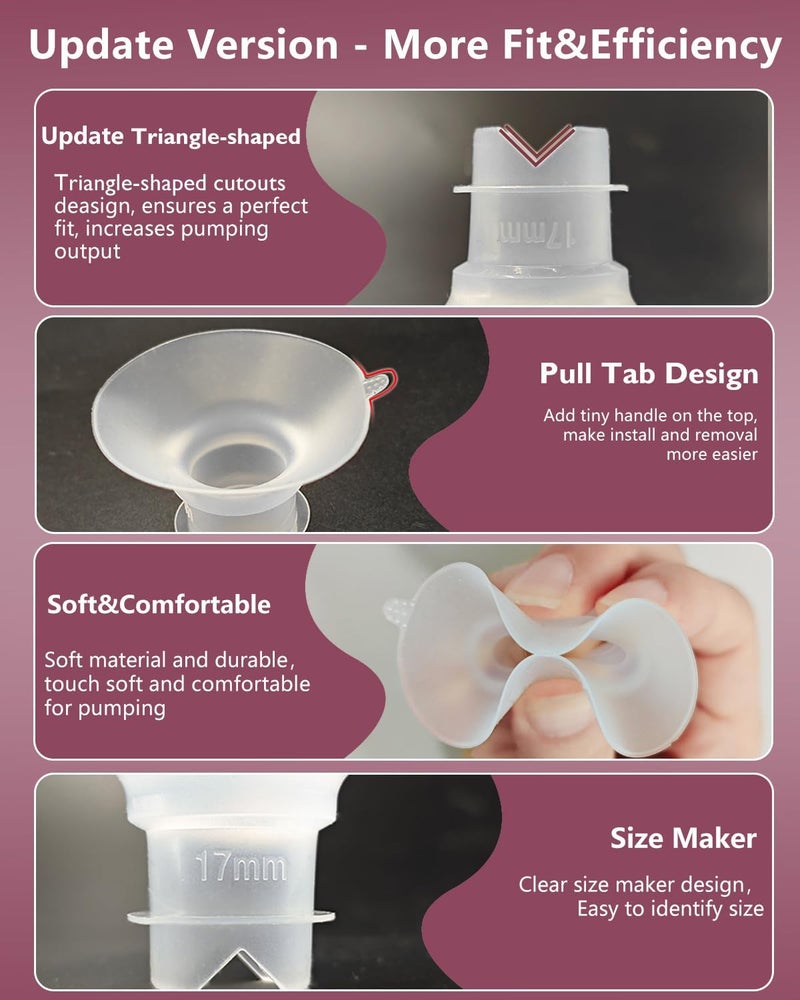 BDICOVE 6pcs Updated Silicone Flange Insert 19mm Compatible with Momcozy/Medela/Spectra/Eufy/Lansinoh/TSRETE/Elvie/NCVI/Paruu Breast Pump, for 24mm Flange/Shield, Breastfeeding Essential Replacement Pump Part - Image 4